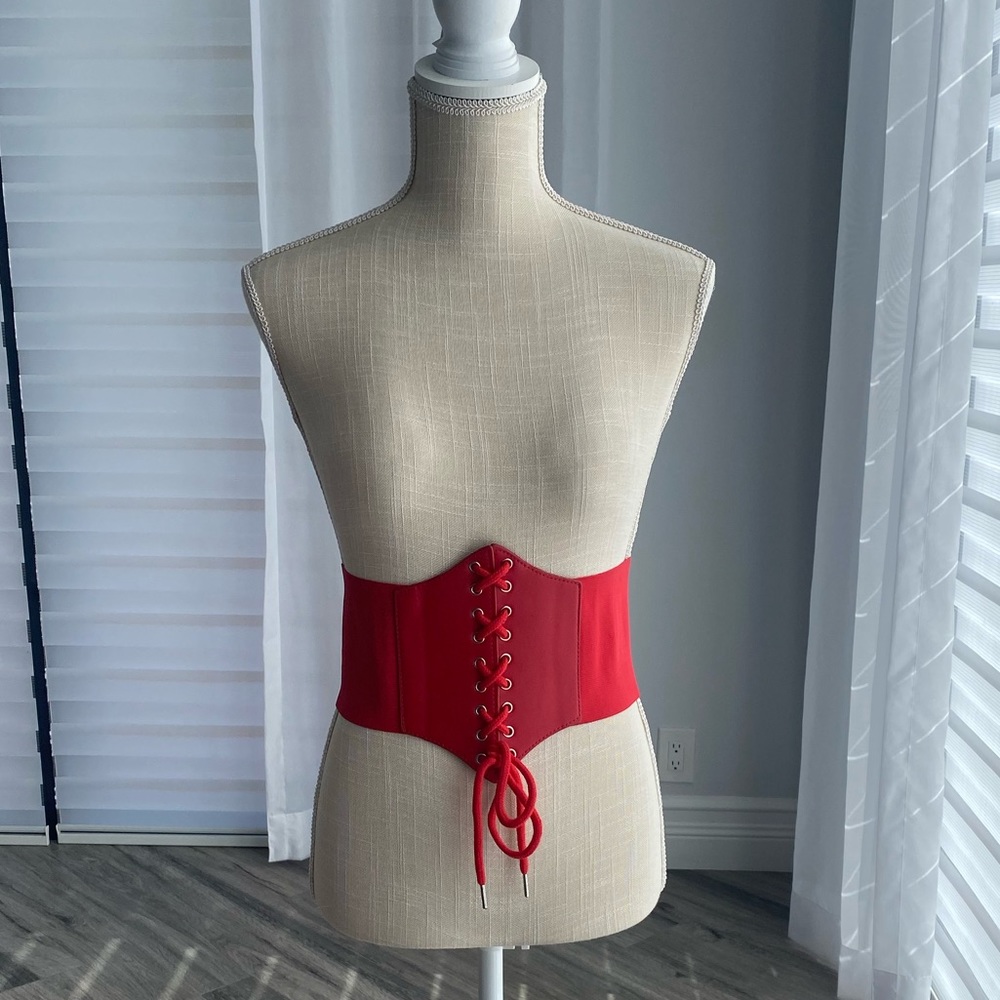 Lace Up Leather/Elastic Waist Corset